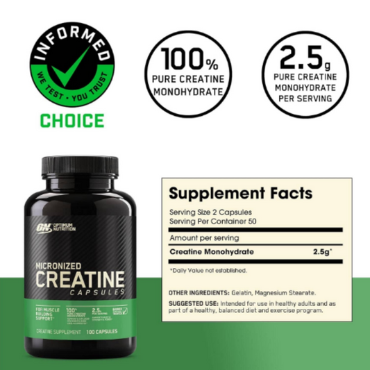 Creatine Capsules | 100 Cápsulas | Optimum Nutrition