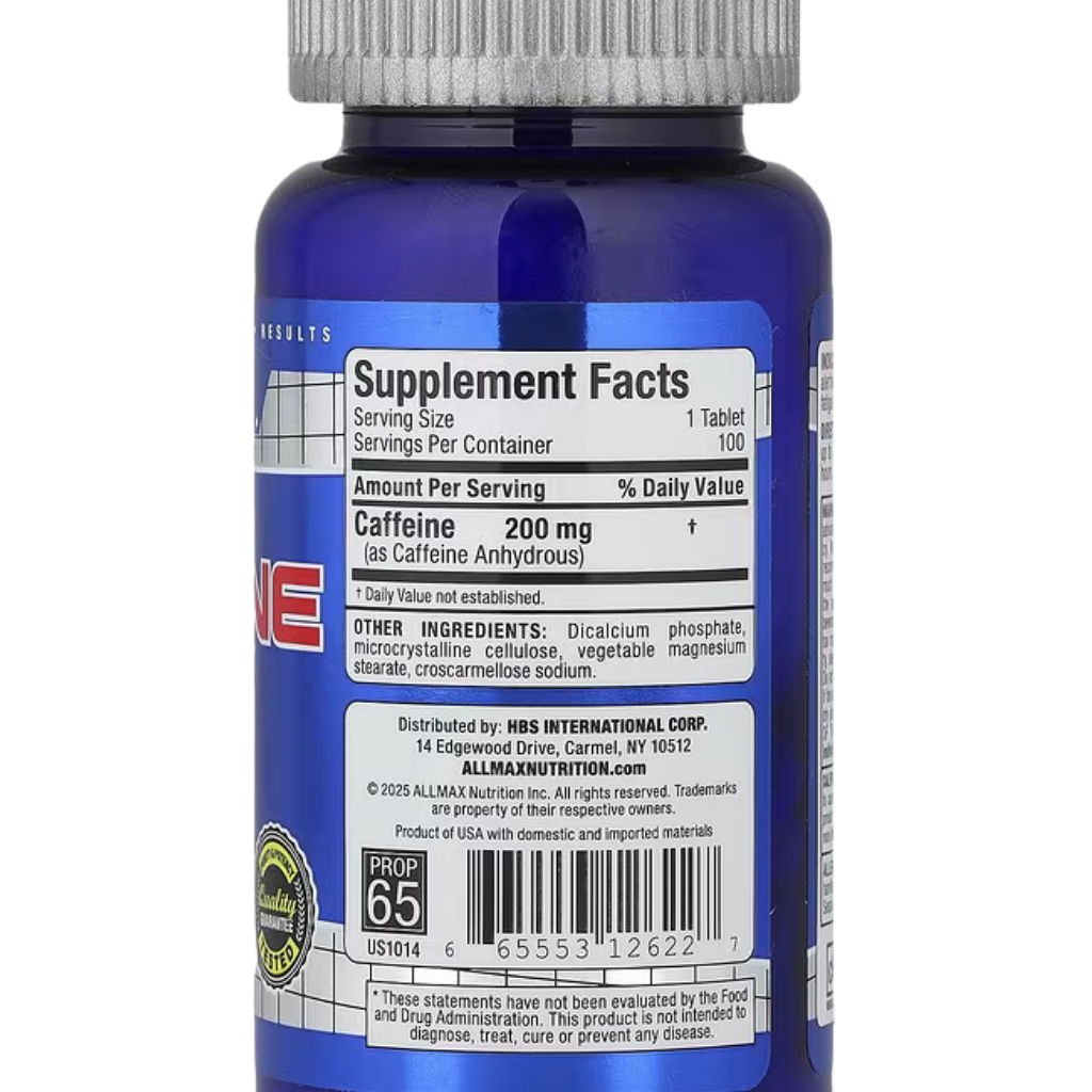 Caffeine 200 mg Allmax | 100 Tabletas