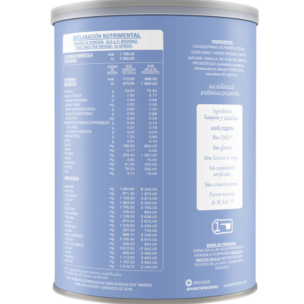 Proteína Vegetal con Probióticos | 488 g | Habits