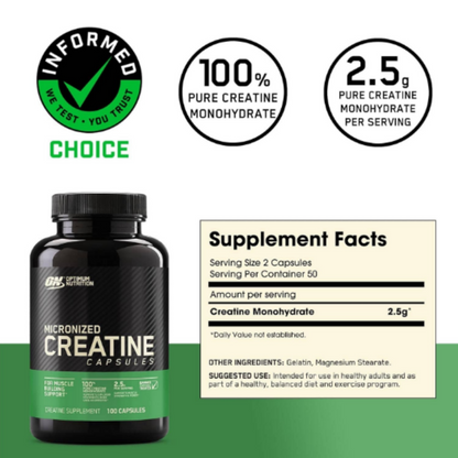 Creatine Capsules | 100 Cápsulas | Optimum Nutrition
