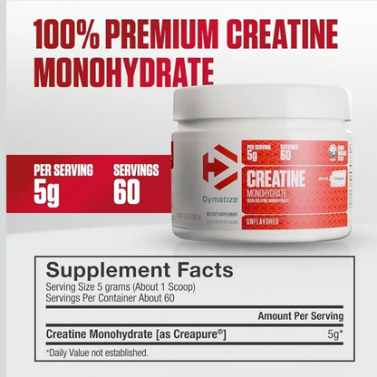 Creatina Monohidratada Creapure® Dymatize | 300 g | 60 Servicios