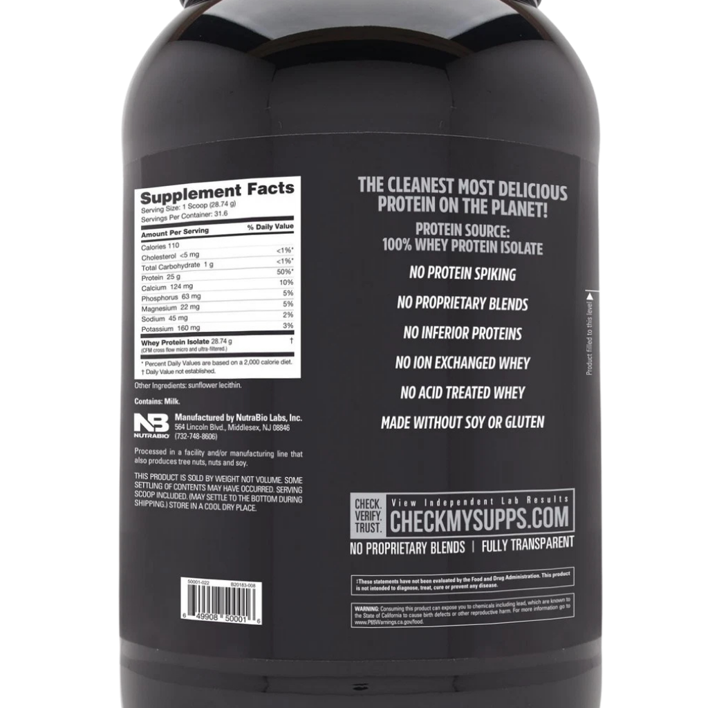 Whey Protein Isolate Unflavored | 2 lb | NutraBio